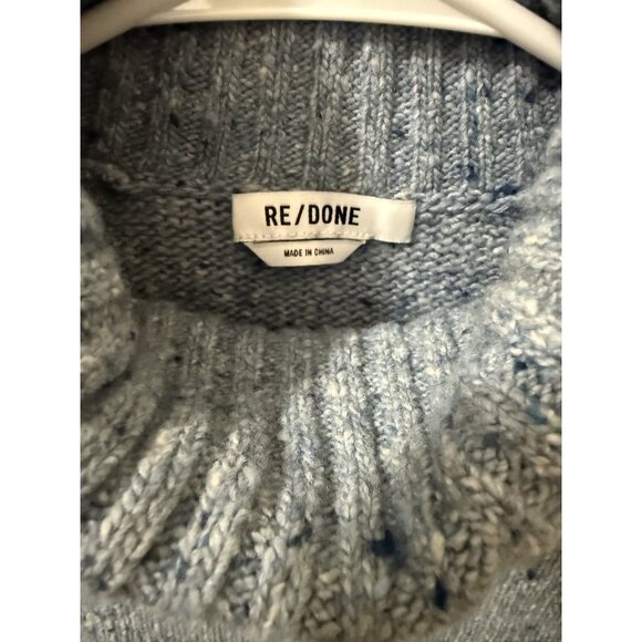 Re/Done Cropped Turtleneck Sweater Blue Women’s Sky $425 size small S - Picture 6 of 10